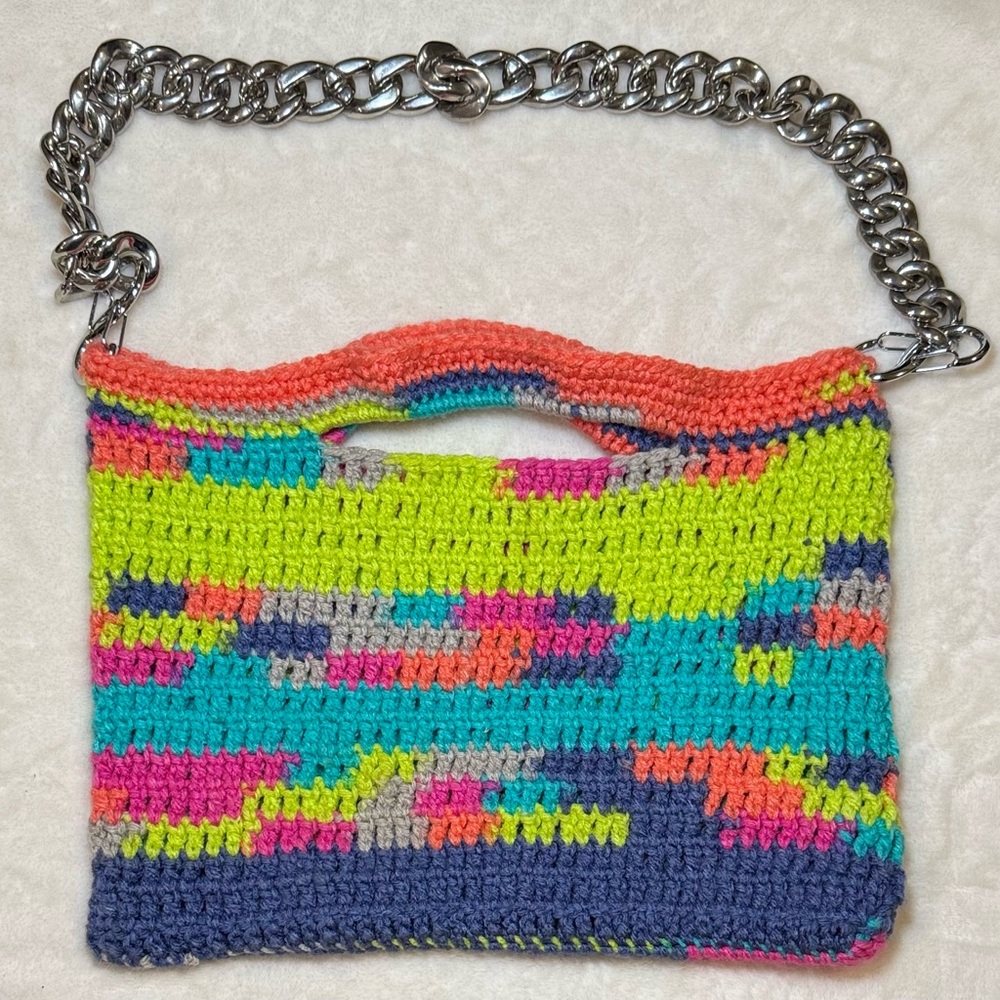 Colorful Crochet Chain Handle Bag